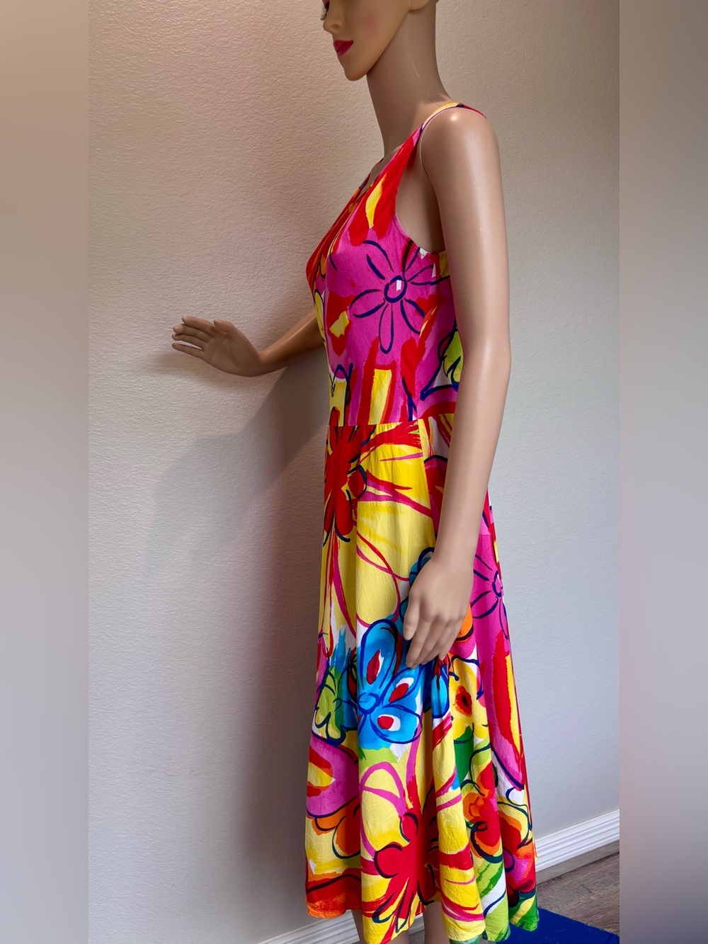 Jams World Multicolor Floral Midi Dress in Yellow, Pink, Blue, Green - Picture 4 of 14